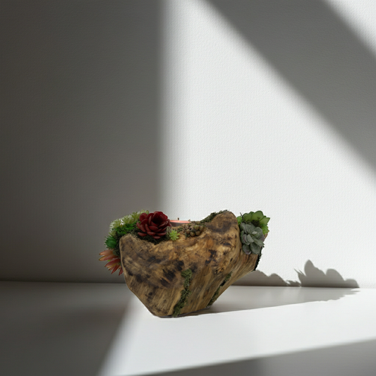 Faux Fleur Succulent Candle Holder